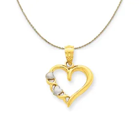 14k Yellow Gold and Rhodium Heart Necklace