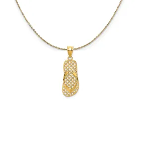 14k Yellow Gold Large Mesh Flip Flop Necklace