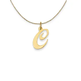 14k Yellow Gold LG Fancy Script Initial C Necklace