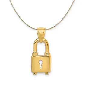 14k Yellow Gold Polished Key Hole Lock Necklace