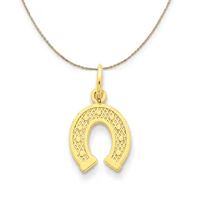 14k Yellow Gold Satin and Polished Horseshoe (10mm) Necklace