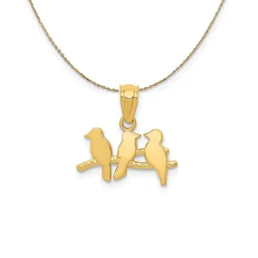 14k Yellow Gold Small Flock of Birds Necklace