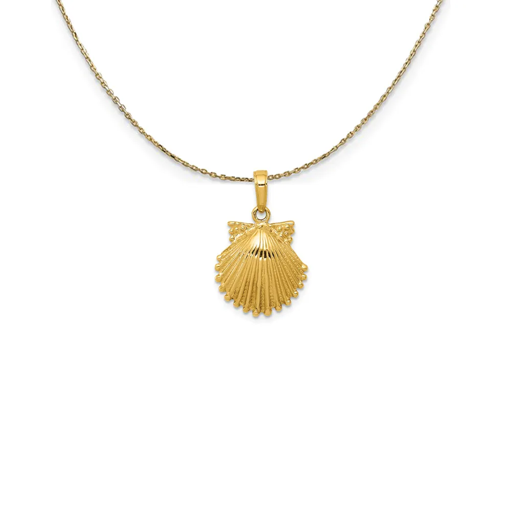 14k Yellow Gold Textured Scalloped Shell Necklace