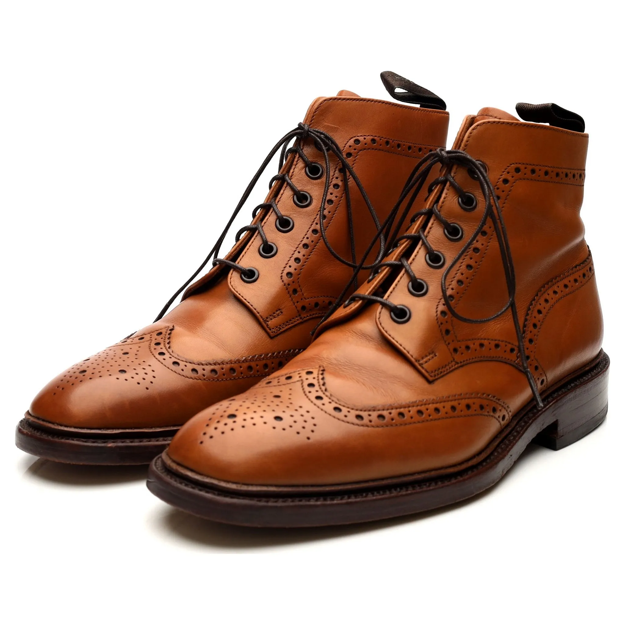 1880 'Burford 2' Tan Brown Leather Brogue Boots UK 9 F