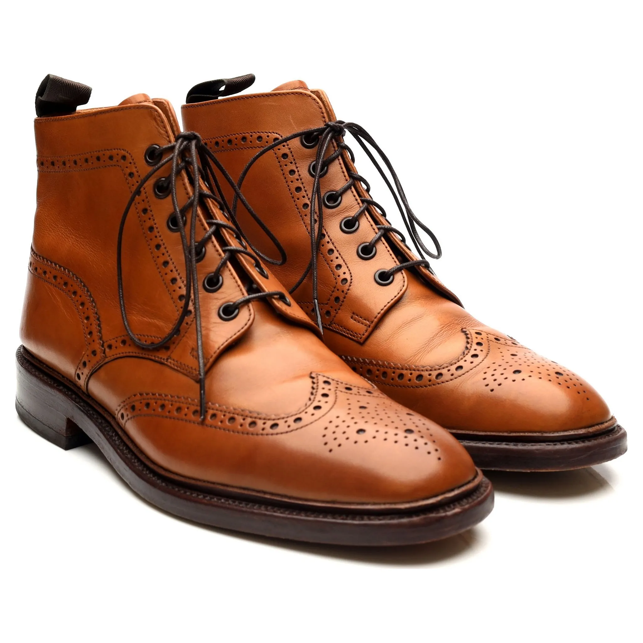 1880 'Burford 2' Tan Brown Leather Brogue Boots UK 9 F