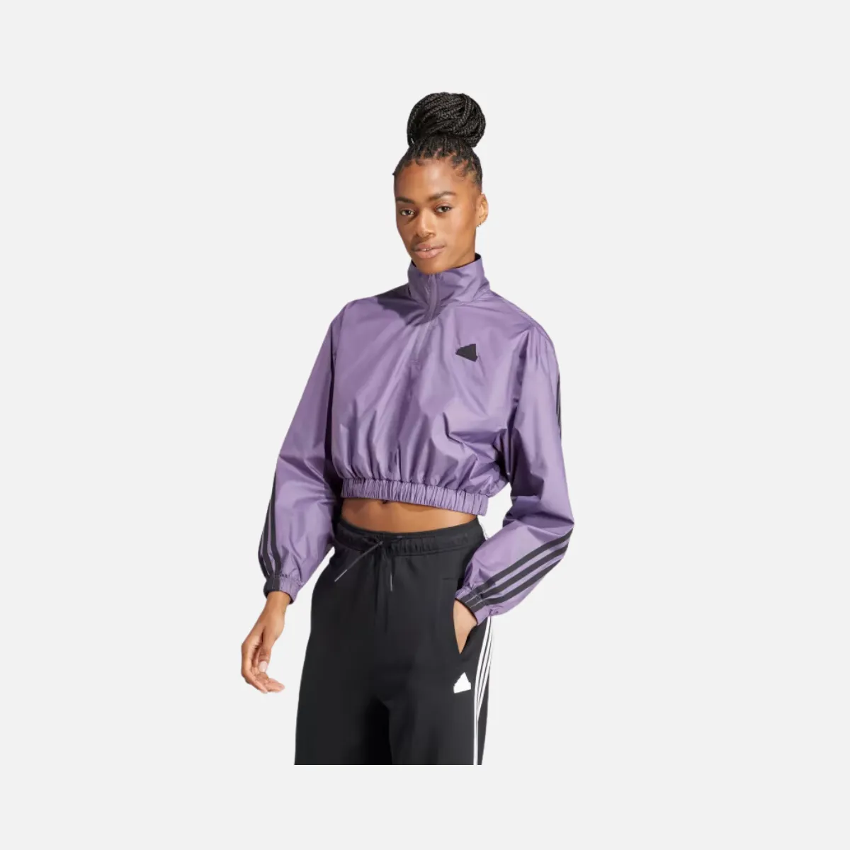 Adidas Future Icons 3 Stripes Woven 1/4 Zip Women Jacket -Shadow Violet