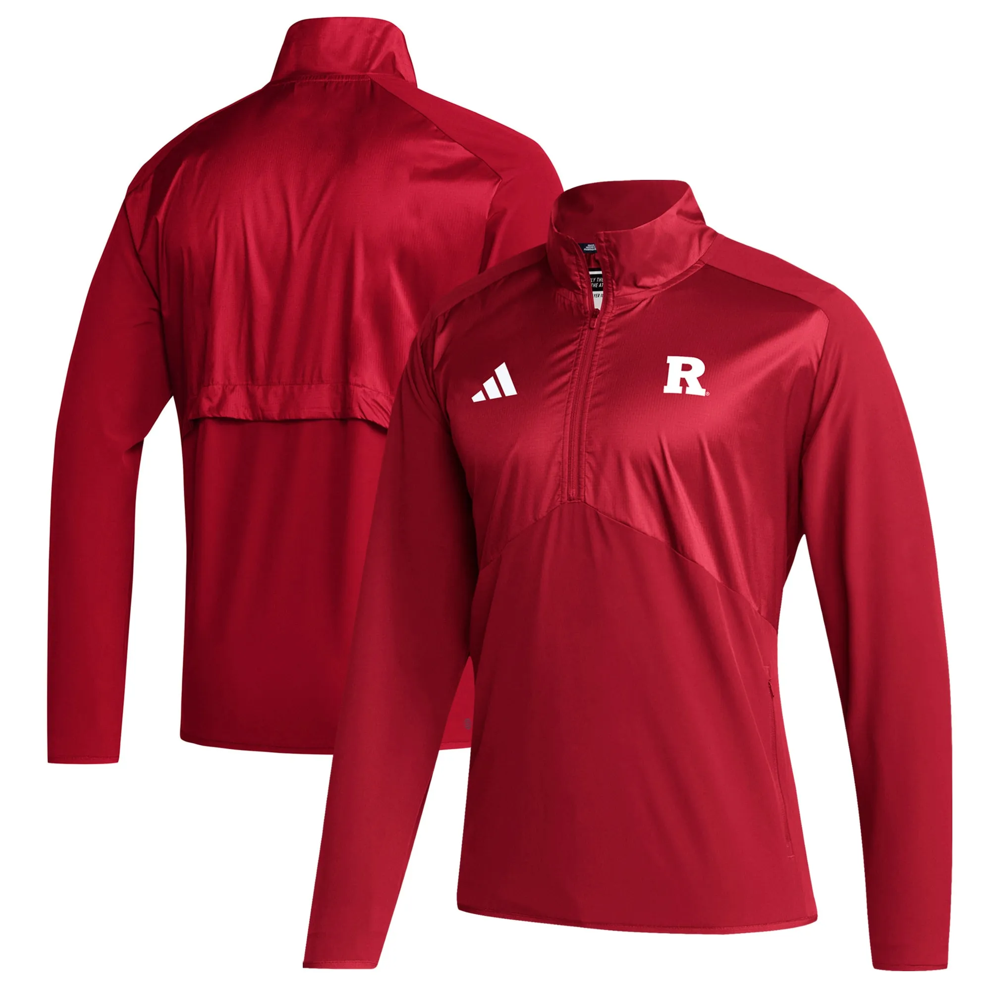 adidas  Rutgers Scarlet Knights Scarlet Sideline Quarter-Zip Pullover Top