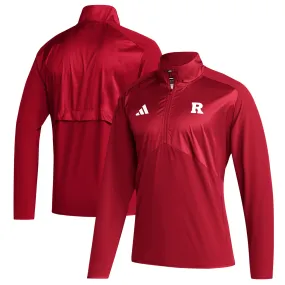 adidas  Rutgers Scarlet Knights Scarlet Sideline Quarter-Zip Pullover Top