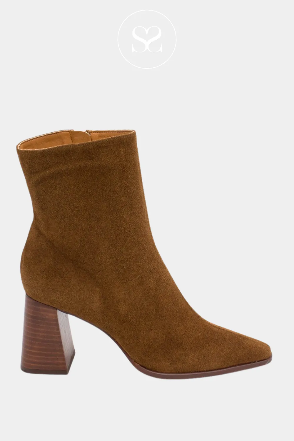 ANGEL ALARCON 24567 TAN SUEDE BLOCK HEEL BOOTS