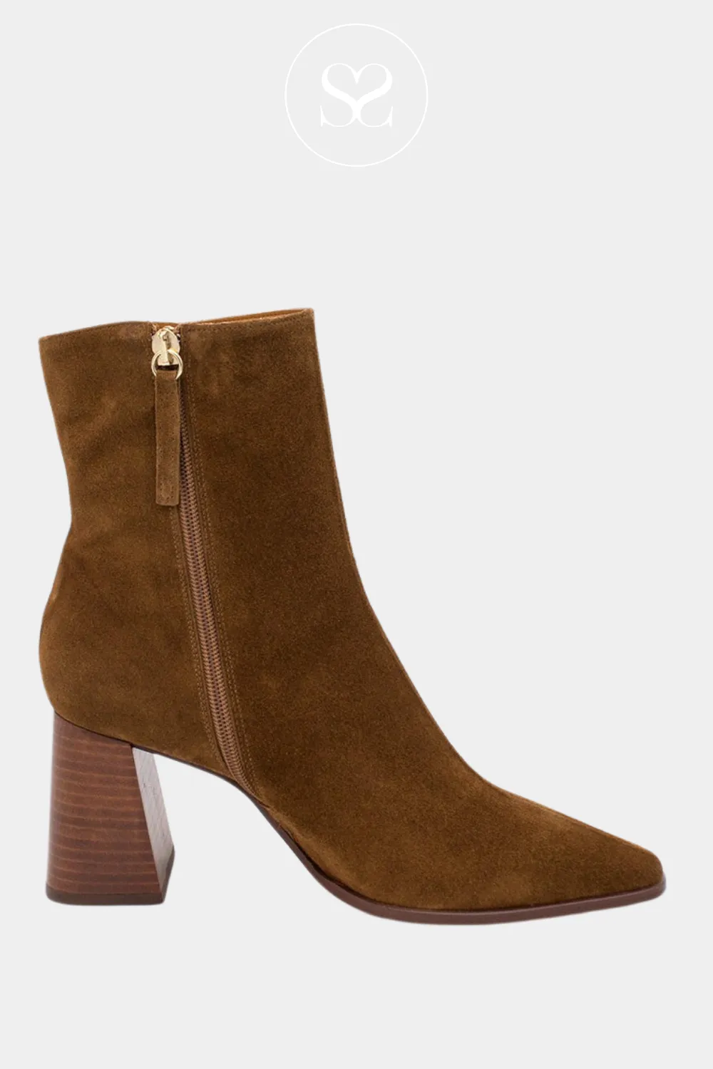 ANGEL ALARCON 24567 TAN SUEDE BLOCK HEEL BOOTS