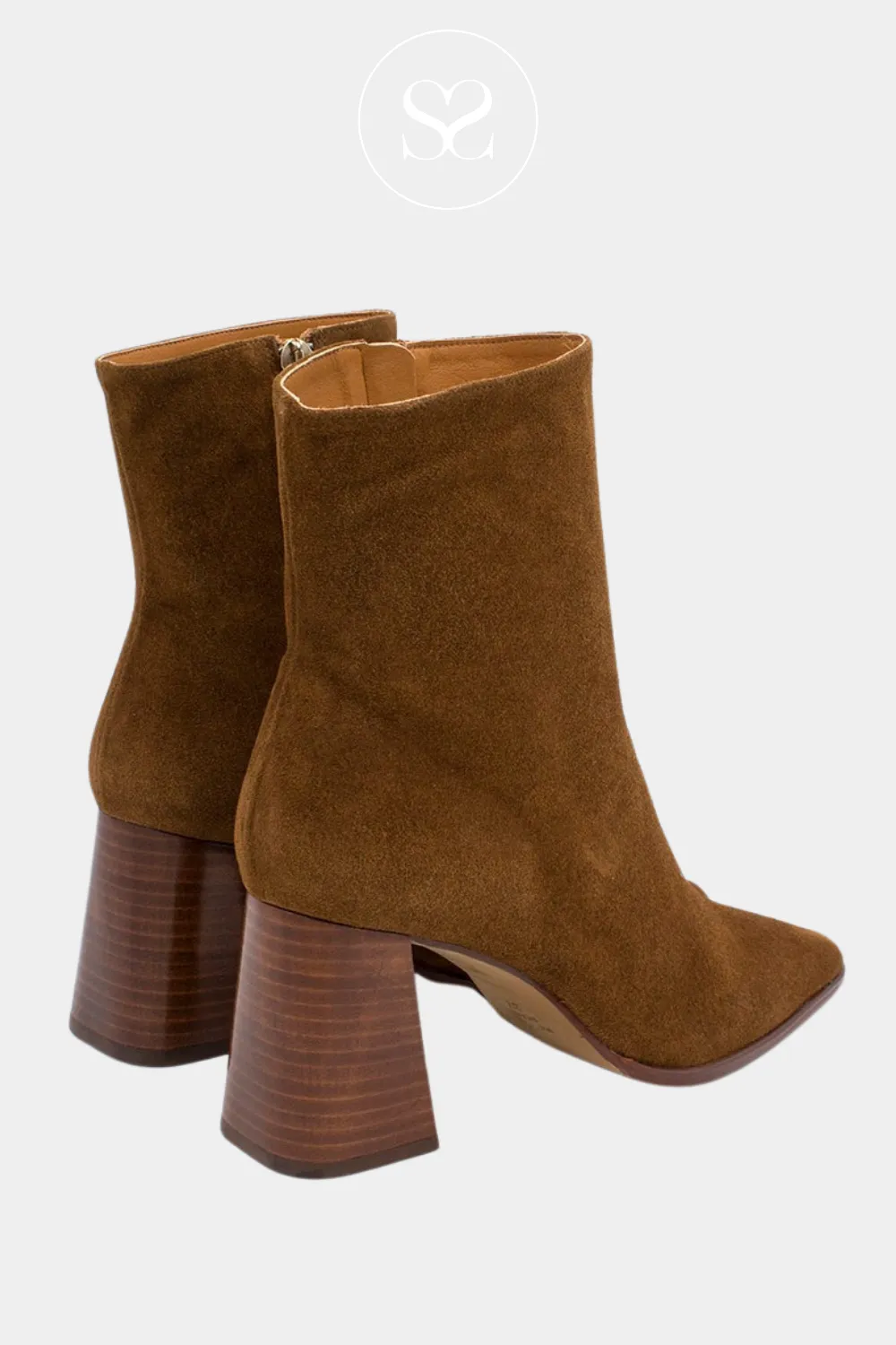 ANGEL ALARCON 24567 TAN SUEDE BLOCK HEEL BOOTS