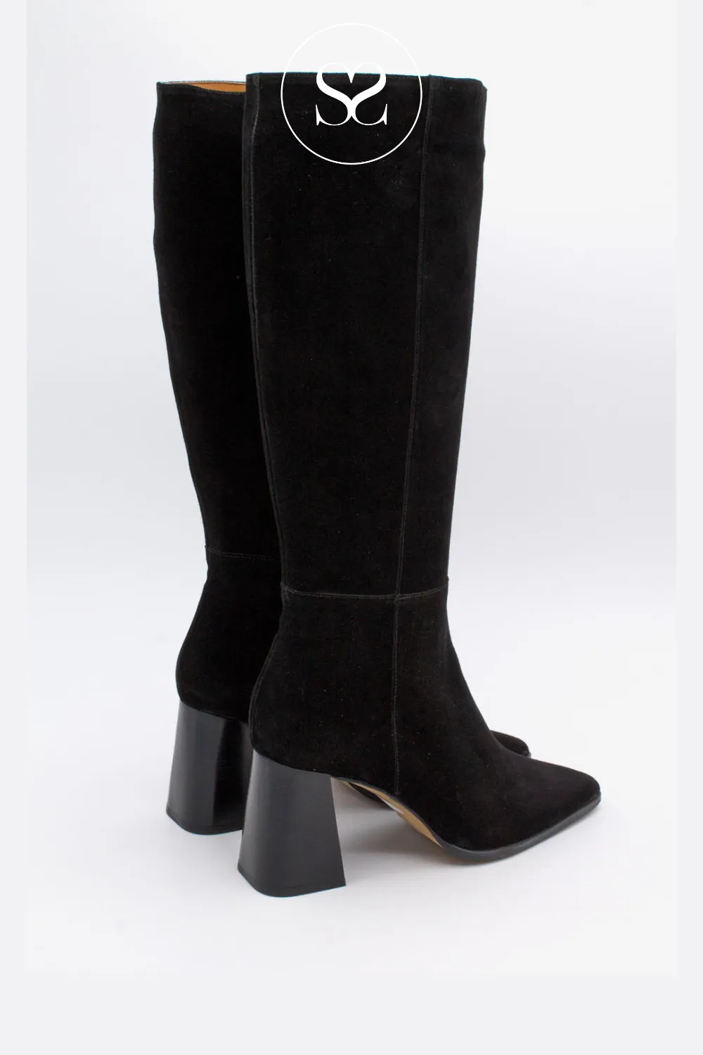 ANGEL ALARCON 24568 BLACK BLOCK HEEL KNEE HIGH BOOTS