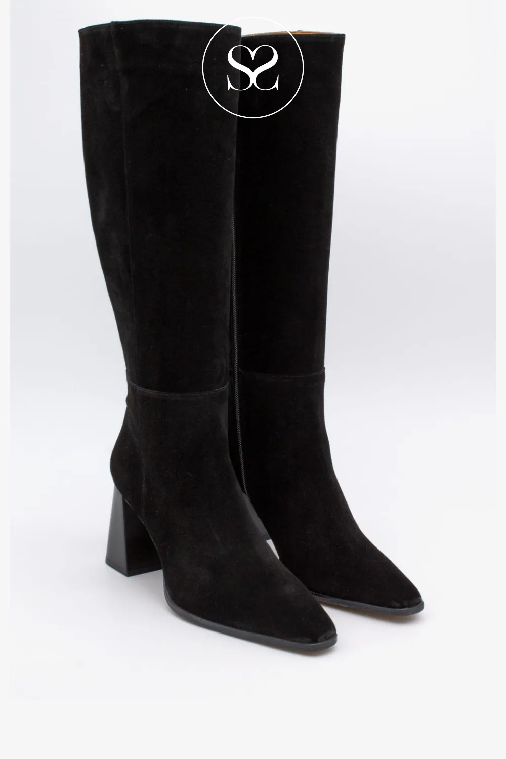 ANGEL ALARCON 24568 BLACK BLOCK HEEL KNEE HIGH BOOTS