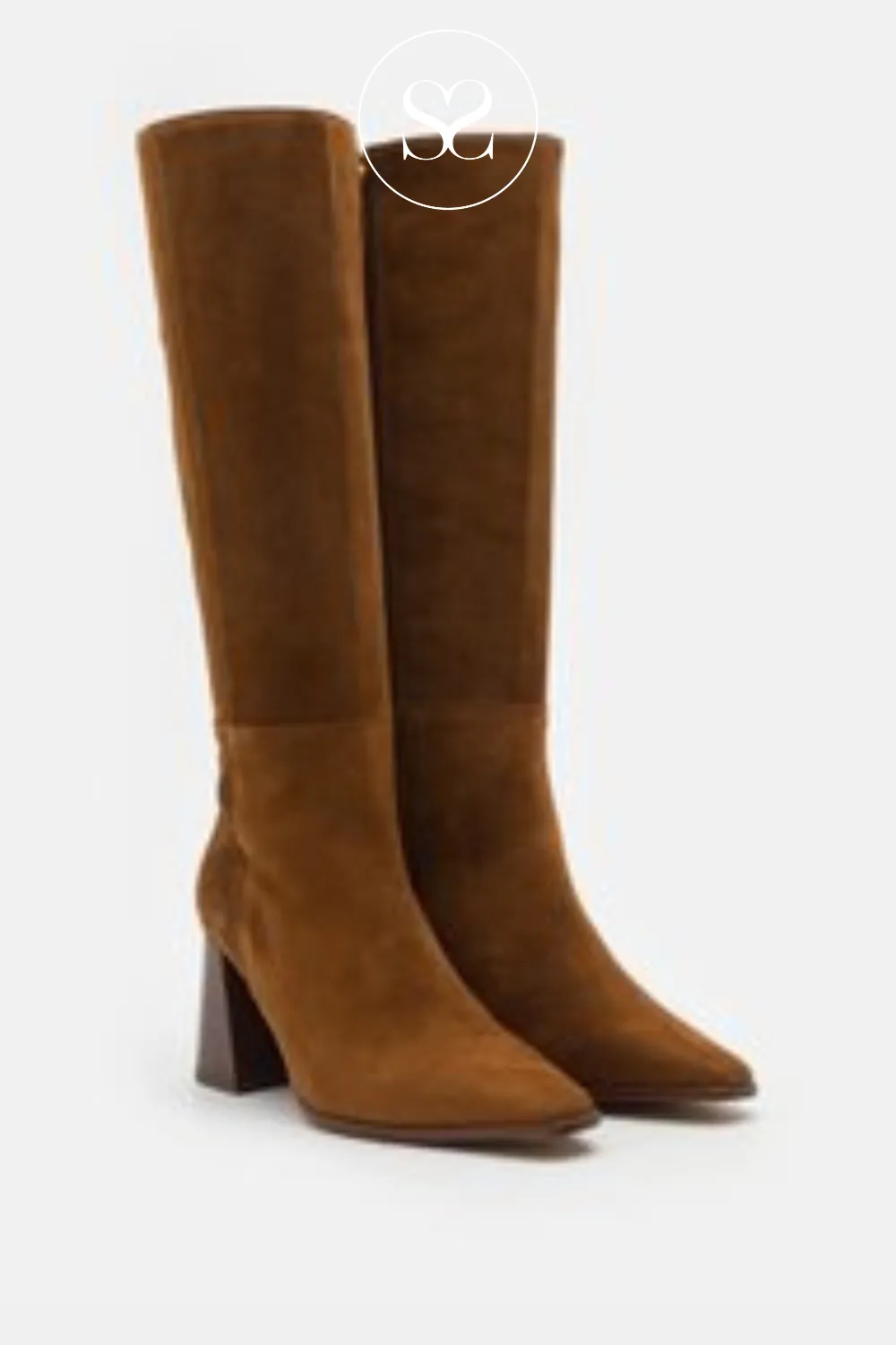 ANGEL ALARCON 24568 TAN BLOCK HEEL KNEE HIGH BOOTS