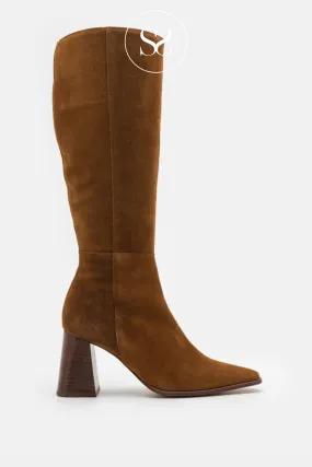 ANGEL ALARCON 24568 TAN BLOCK HEEL KNEE HIGH BOOTS