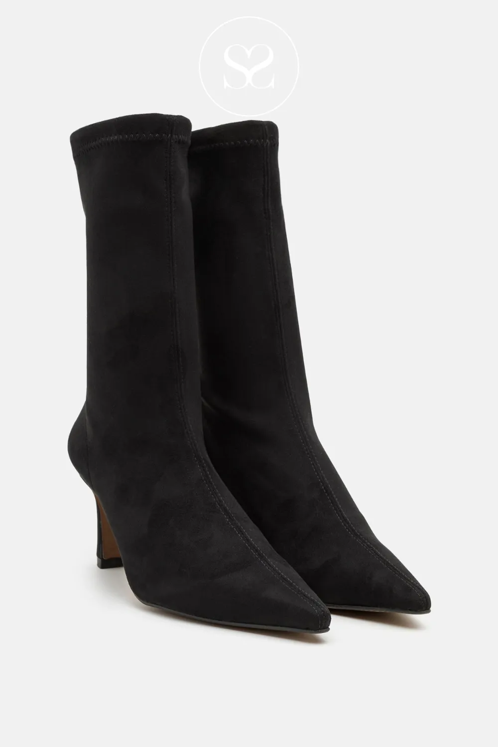 ANGEL ALARCON 24607 BLACK STRETCH POINTED TOE SOCK BOOTS