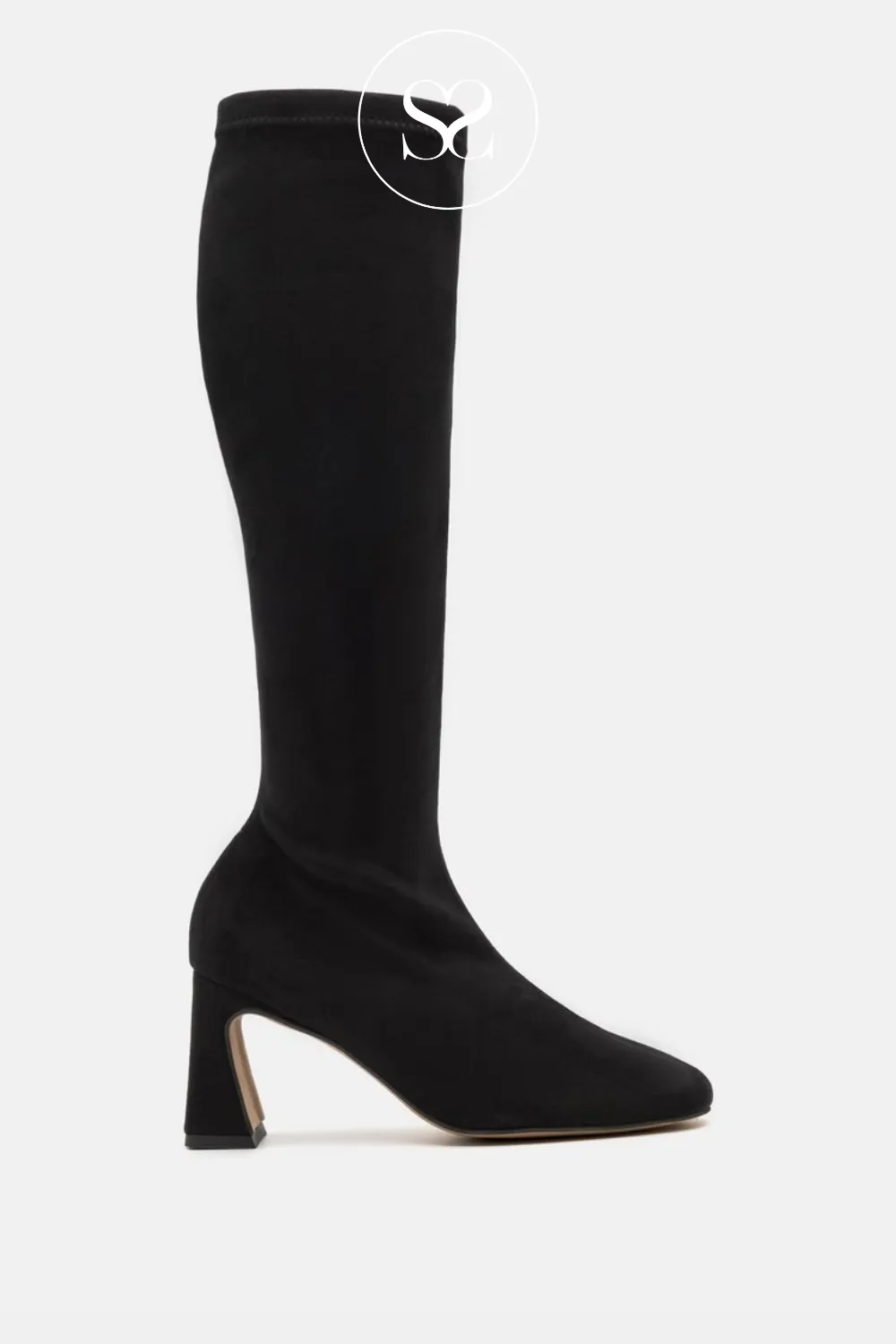 ANGEL ALARCON 24614 BLACK SUEDE BLOCK HEEL KNEE HIGH BOOTS