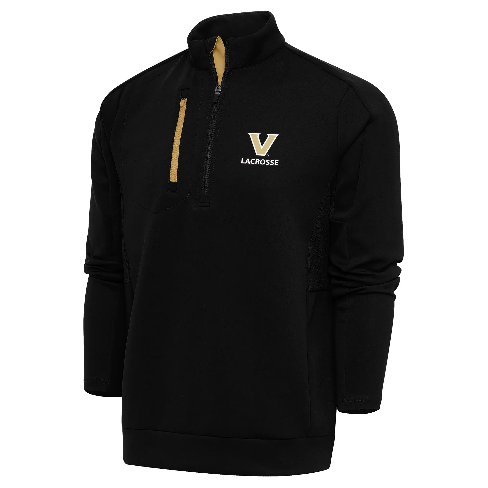 Antigua  Vanderbilt Commodores Black Lacrosse Generation Quarter-Zip Pullover Top