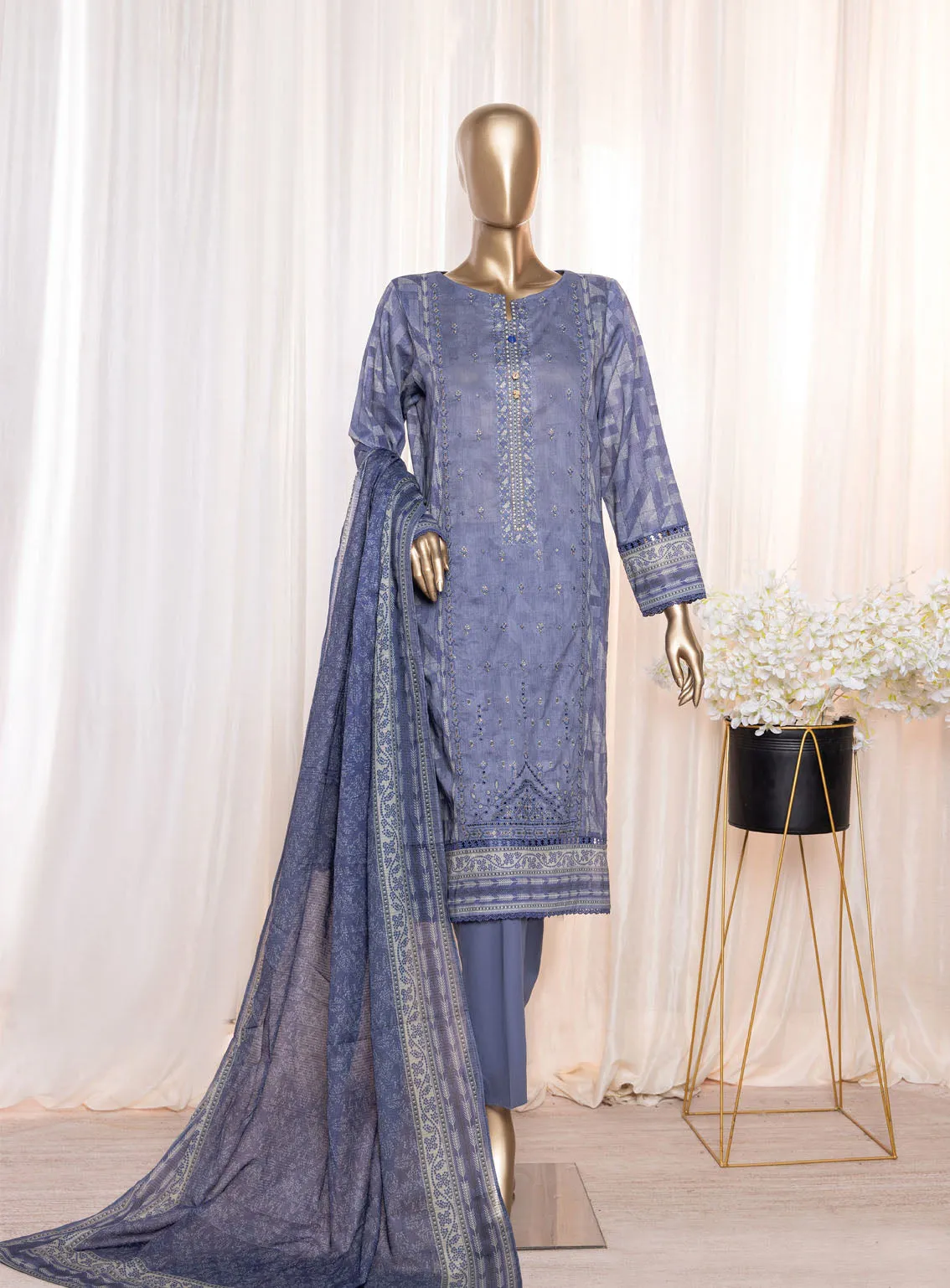 Asasa By HZ Textile Digital Embroidered Lawn 3 Piece Unstitched Suit HZ24AV4 AEL-86