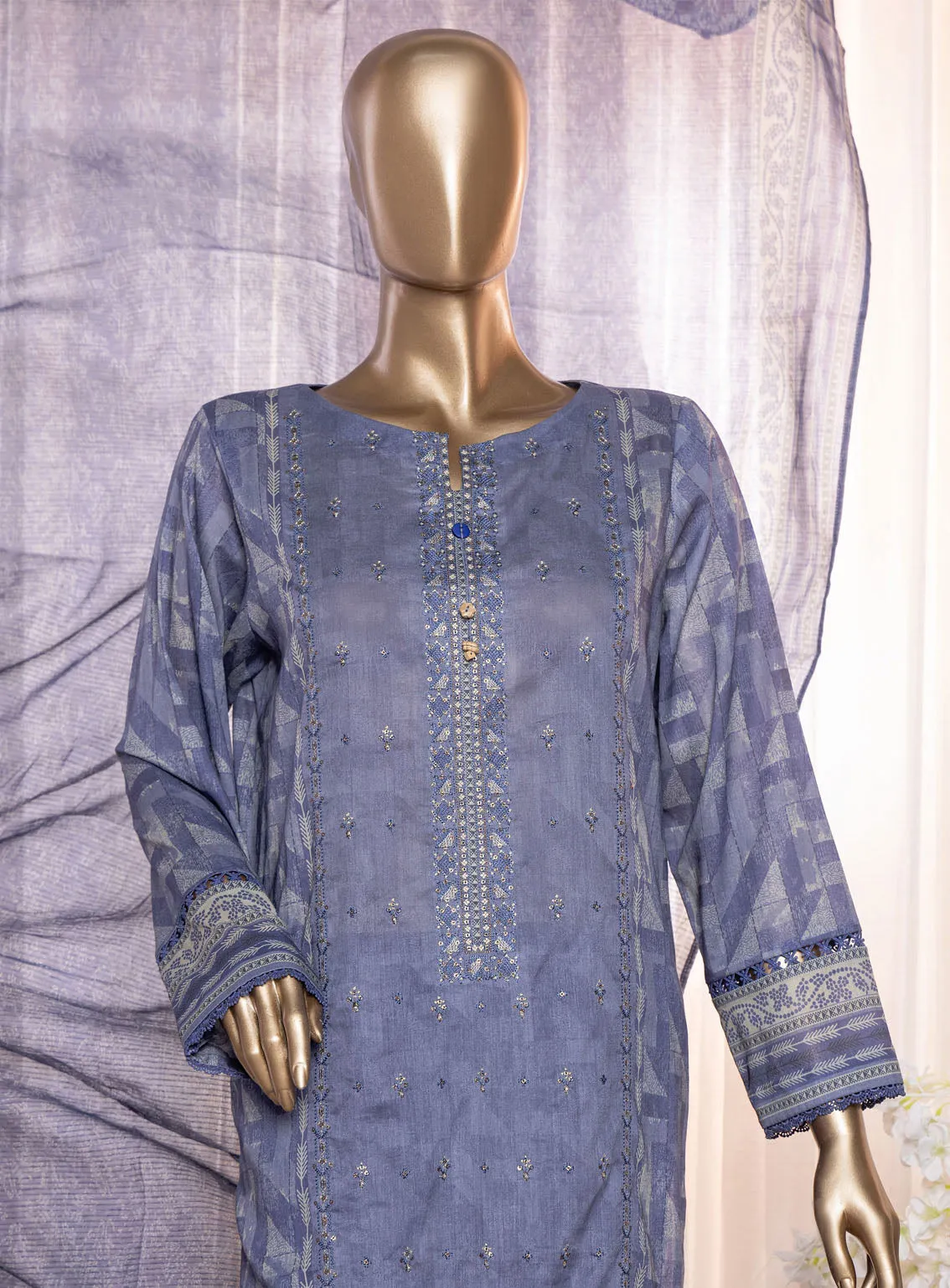 Asasa By HZ Textile Digital Embroidered Lawn 3 Piece Unstitched Suit HZ24AV4 AEL-86