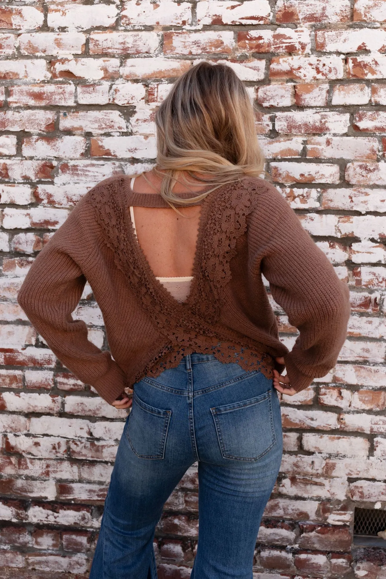 Back To Business Crochet Lace Top - Mocha