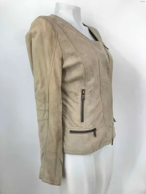 BANANA REPUBLIC Beige Leather Longsleeve Women Size SMALL (S) Jacket