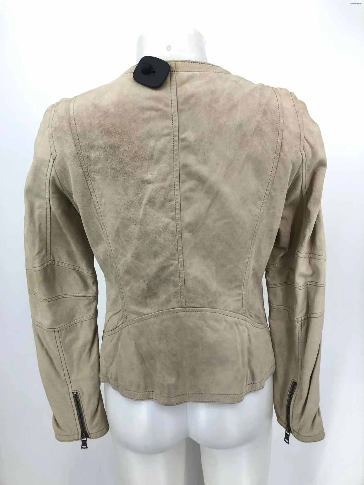 BANANA REPUBLIC Beige Leather Longsleeve Women Size SMALL (S) Jacket