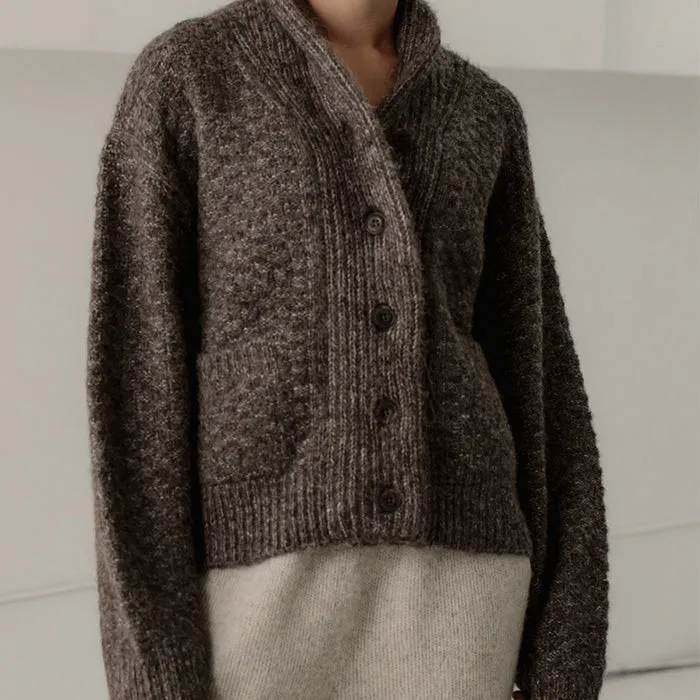 Bare Knitwear Woman Bowen Shawl Cardigan Earth Melange Brown