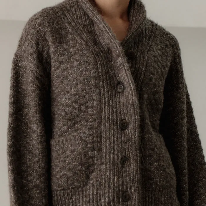 Bare Knitwear Woman Bowen Shawl Cardigan Earth Melange Brown