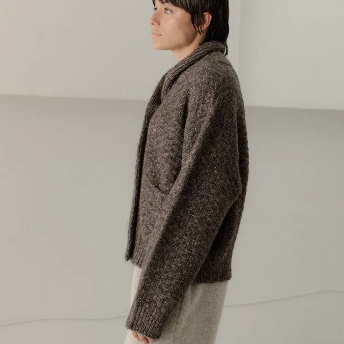 Bare Knitwear Woman Bowen Shawl Cardigan Earth Melange Brown