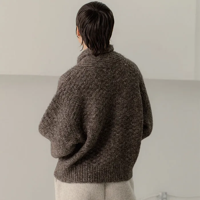 Bare Knitwear Woman Bowen Shawl Cardigan Earth Melange Brown