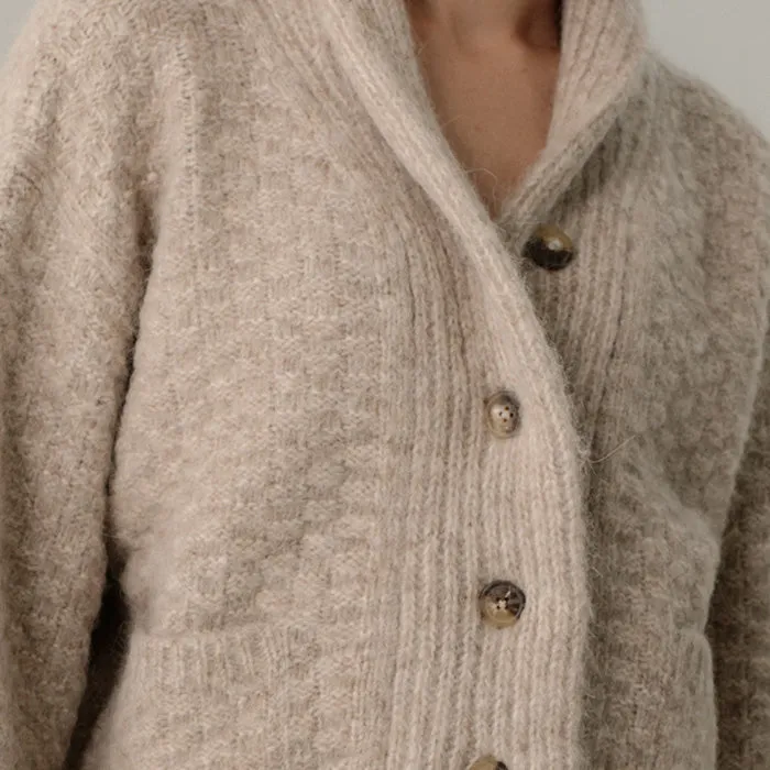 Bare Knitwear Woman Bowen Shawl Cardigan Wheat Beige