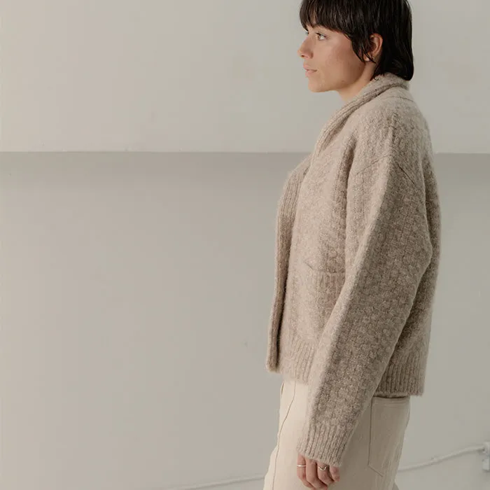 Bare Knitwear Woman Bowen Shawl Cardigan Wheat Beige