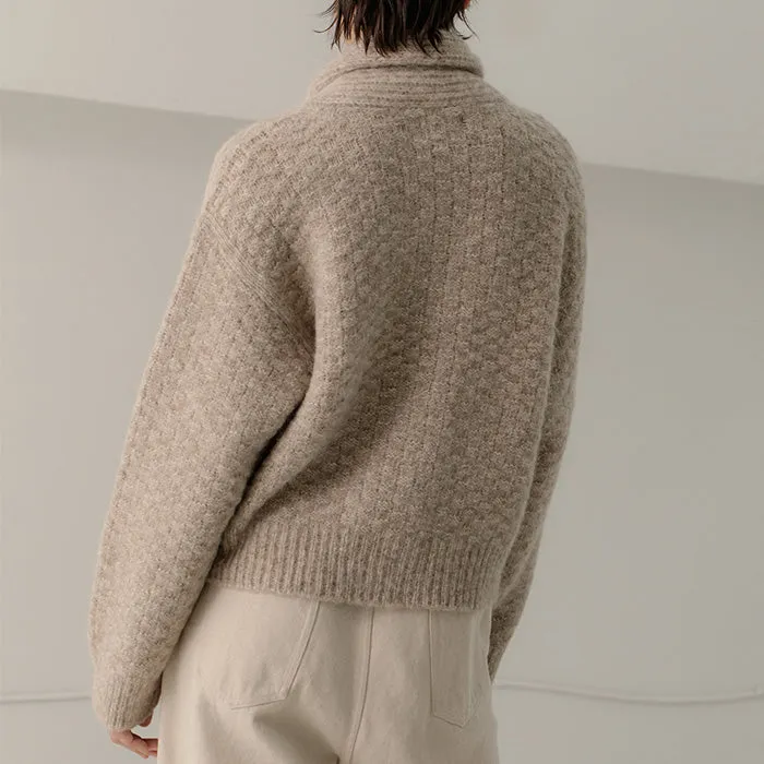 Bare Knitwear Woman Bowen Shawl Cardigan Wheat Beige