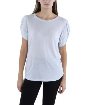 Bcbgmaxazria Womens Crewneck Twist Sleeve Pullover Top