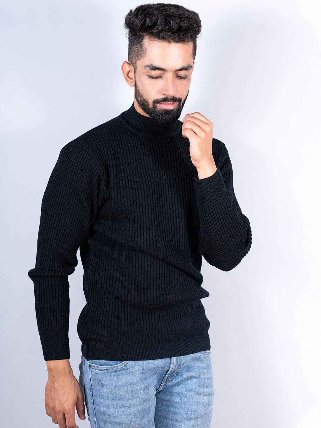 Black Color Turtle Neck Men's Sweater