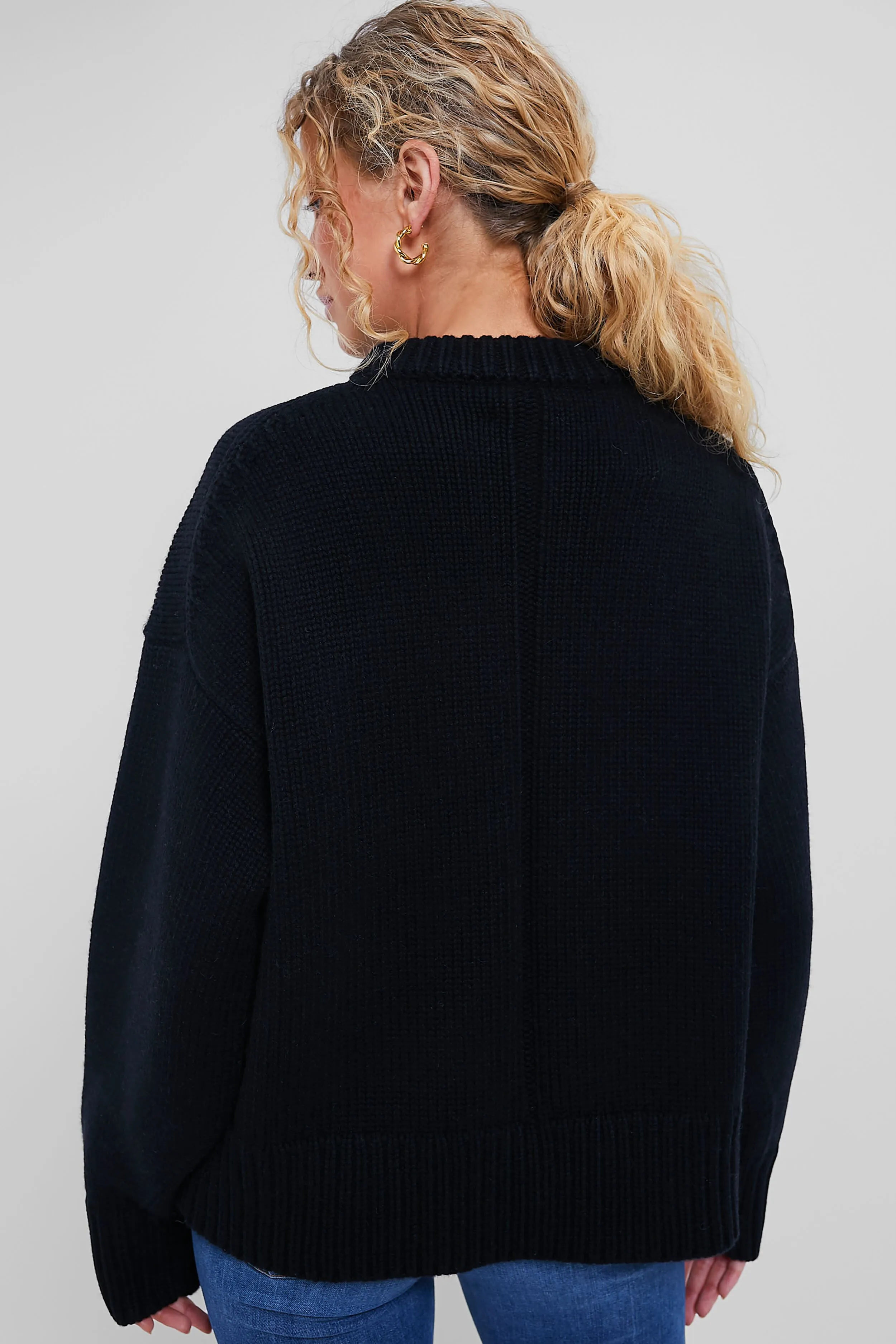 Black Genevieve Cashmere Blend Crewneck Sweater