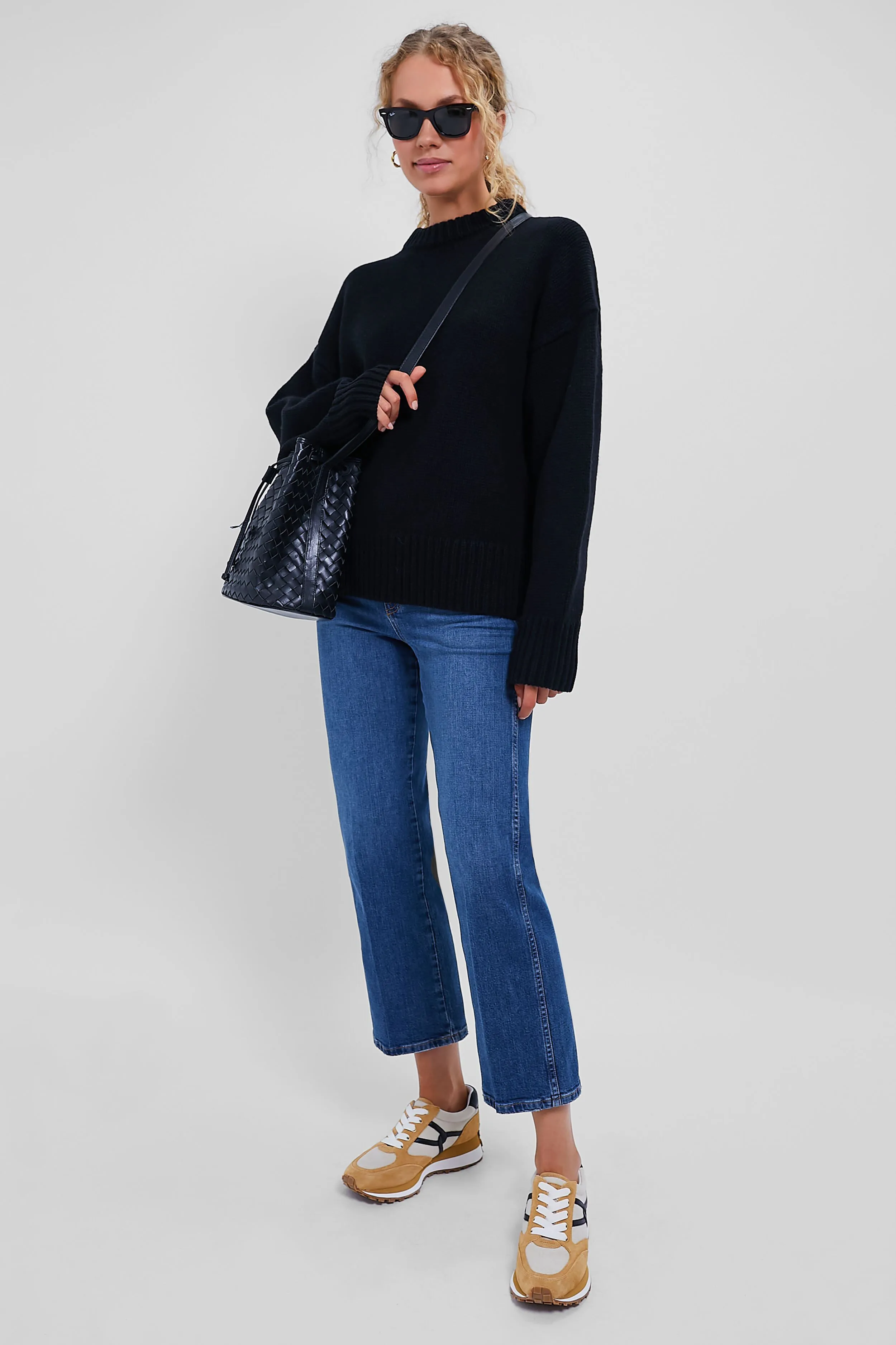 Black Genevieve Cashmere Blend Crewneck Sweater