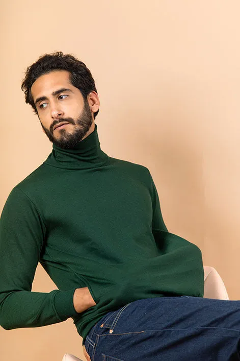 Bottle Green Turtleneck Sweater