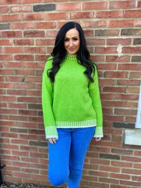 Bright Green High Neck Detailed Knit Eden