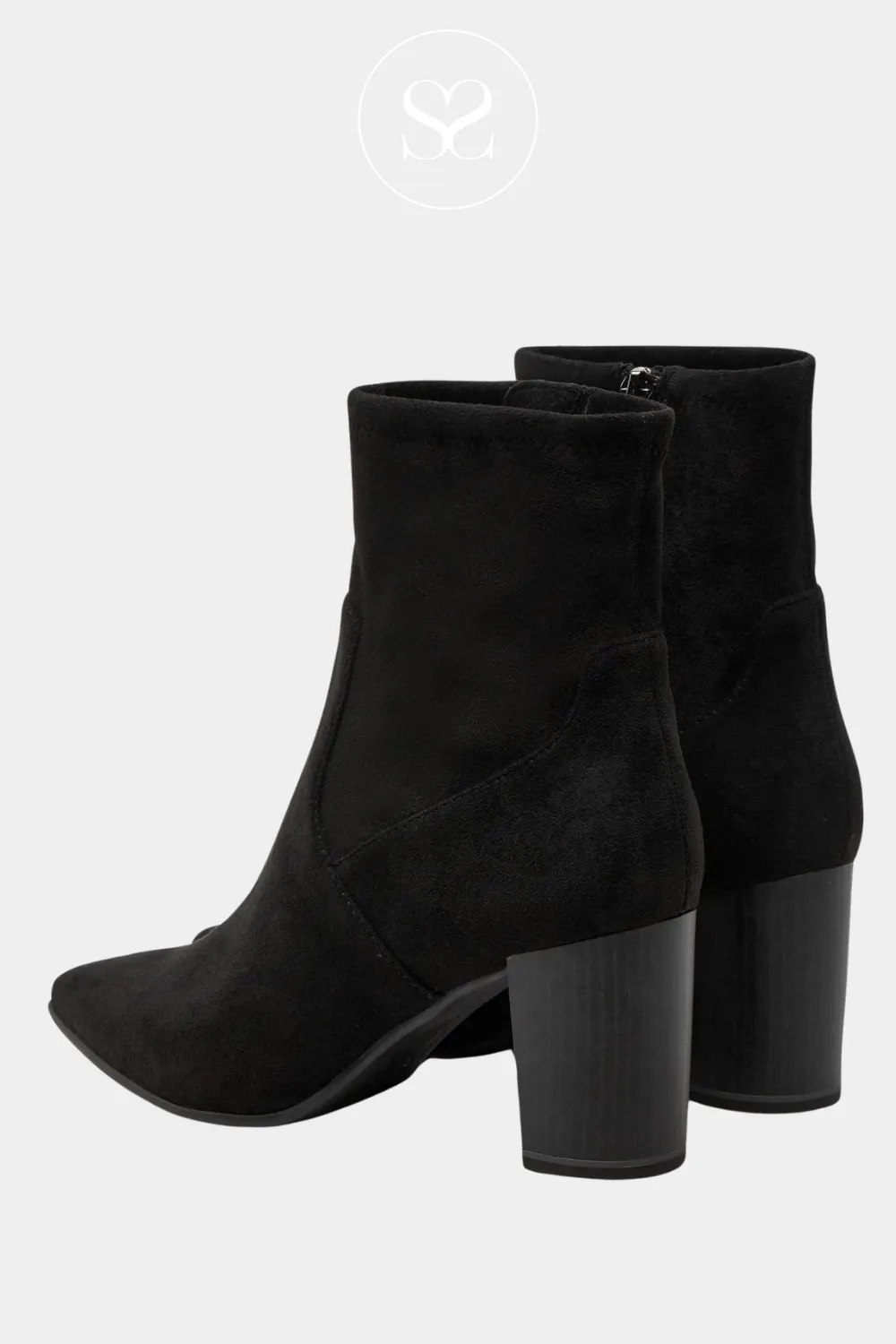 CAPRICE 9-25311-43 BLACK STRETCH BLOCK HEEL SOCK BOOTS