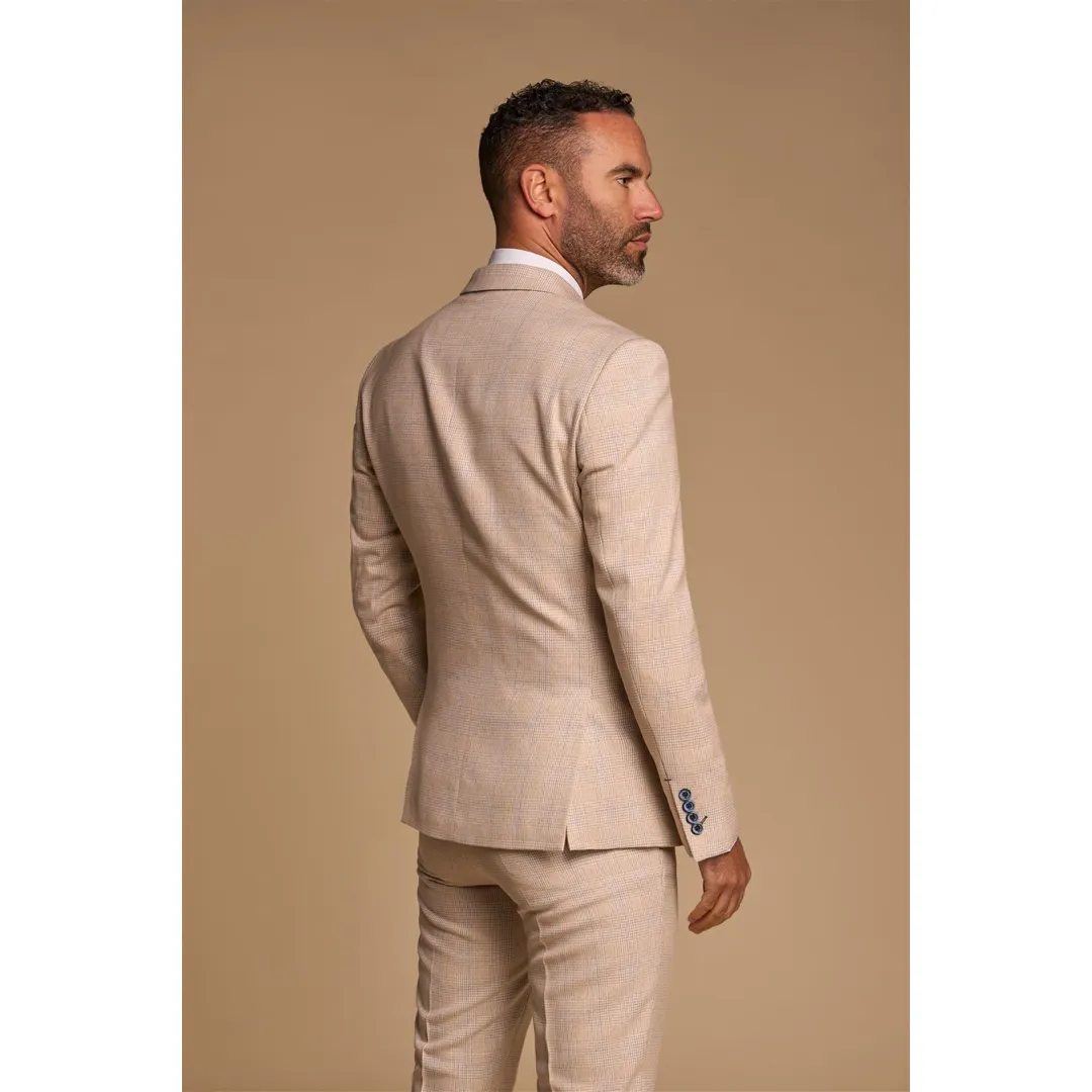 Caridi - Men's Beige Double Breasted Blazer