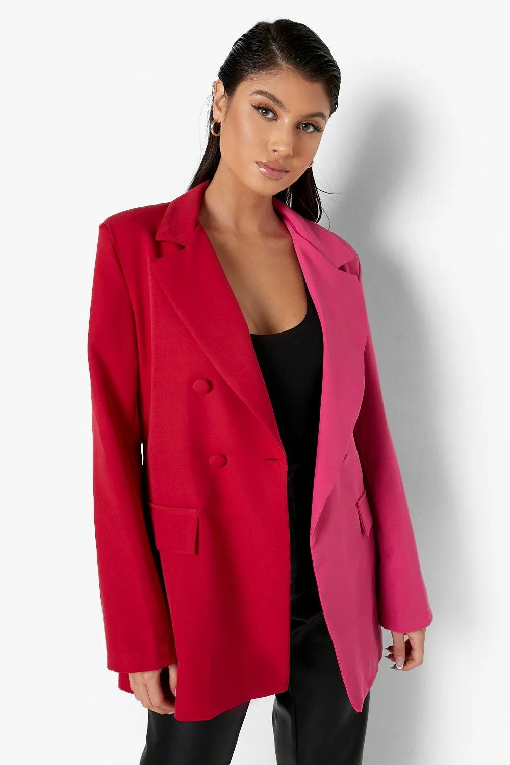 Color Block Oversized Tailored Blazer