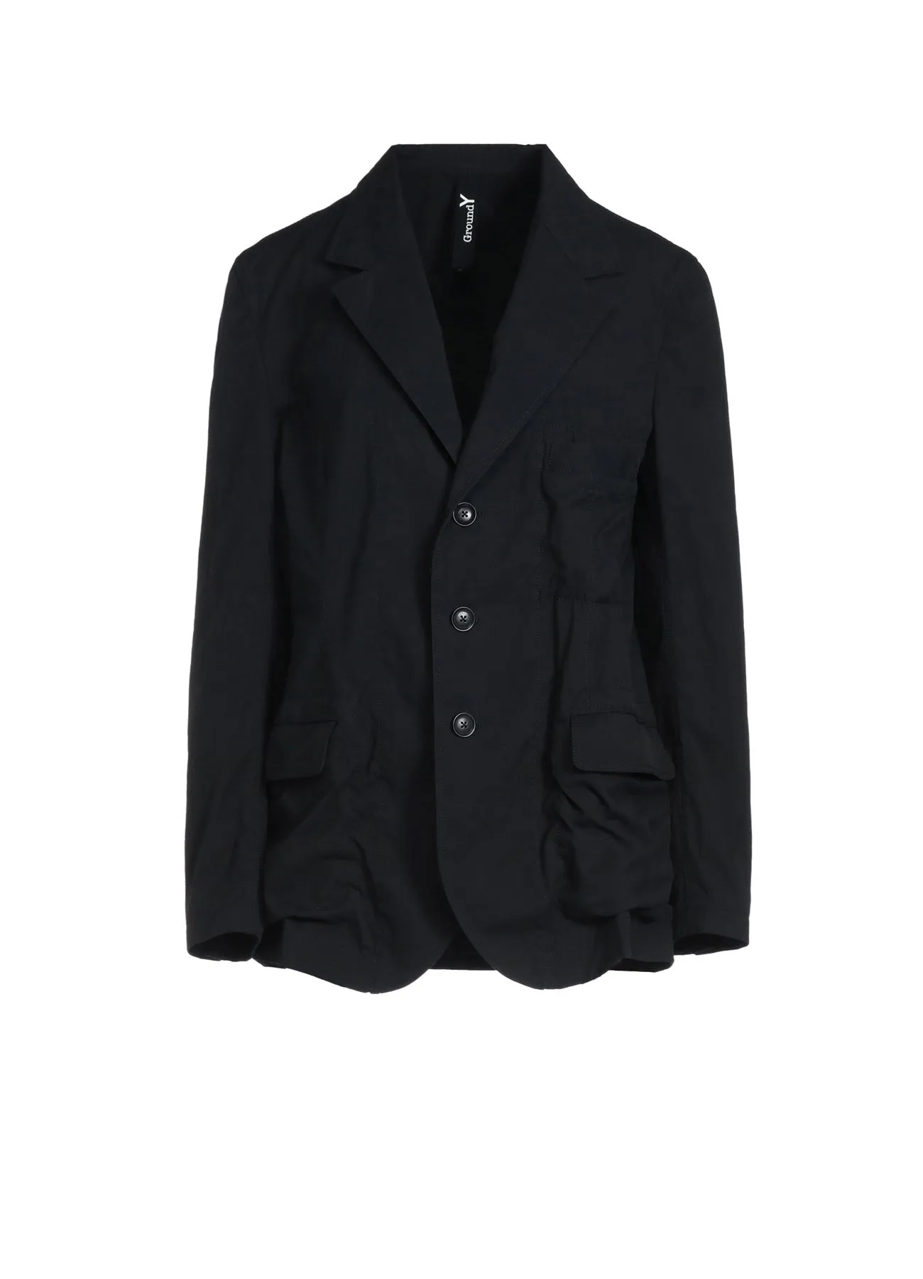 COTTON/NYLON OXFORD LONG JACKET WITH FULLED WOOL GAUZE POCKETS