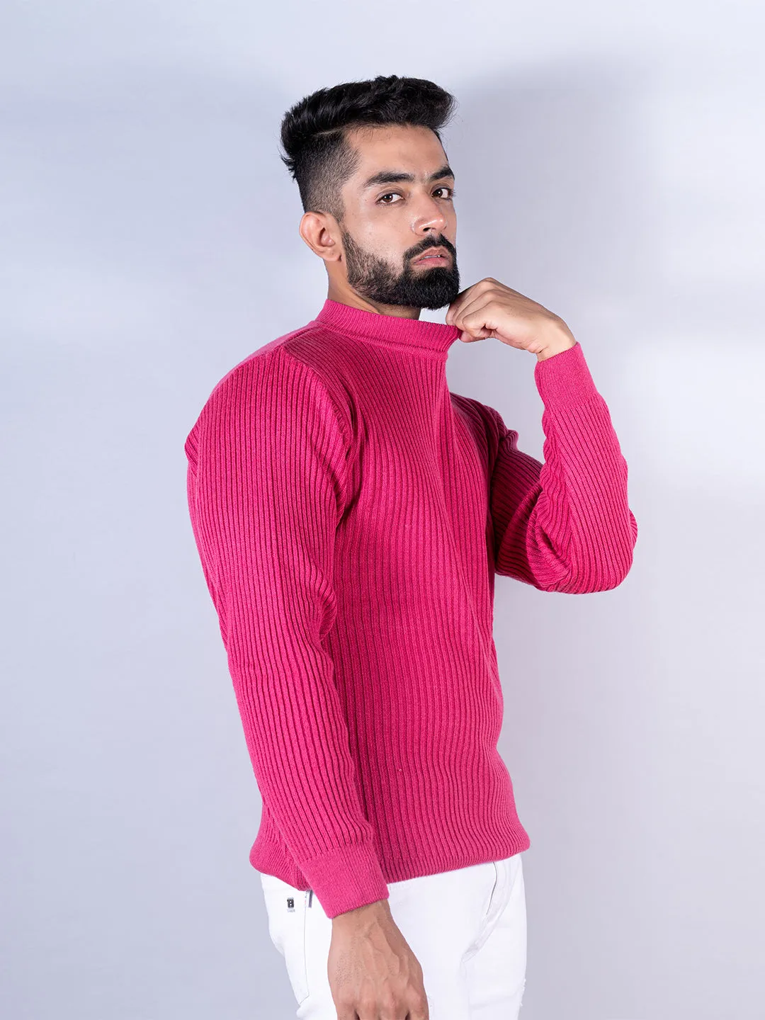 Dark Pink Color Turtle Neck Sweater