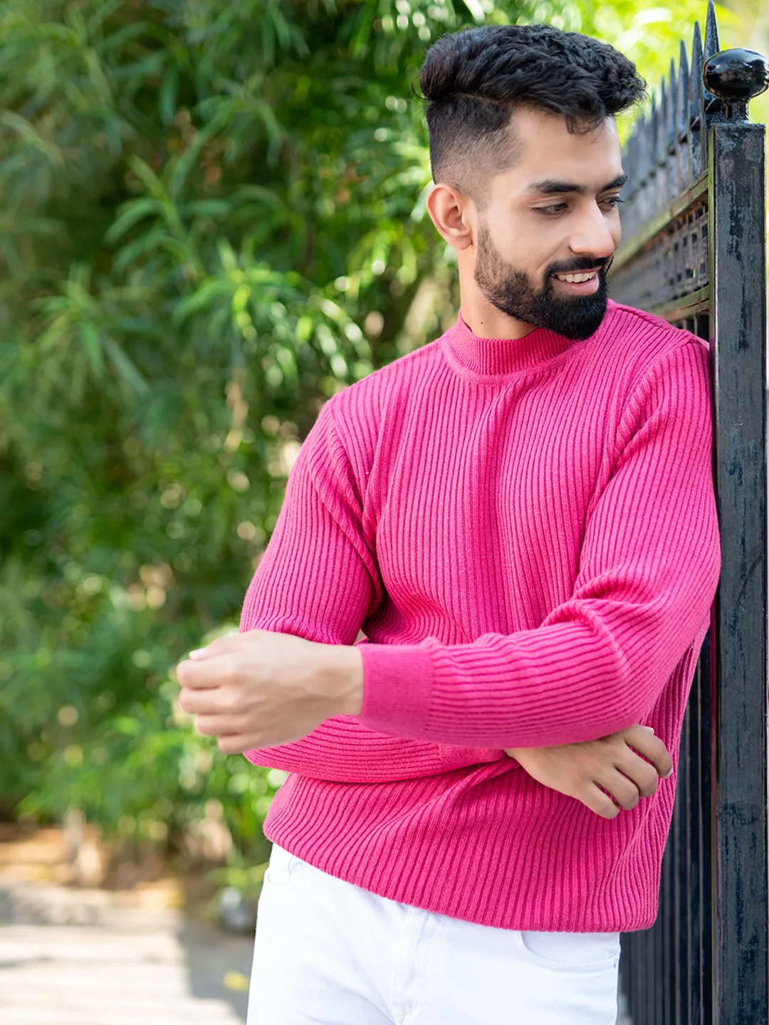 Dark Pink Color Turtle Neck Sweater