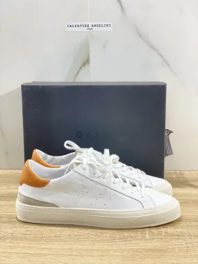 D.A.T.E Sonica Uomo sneaker Pelle White Orange Casual Shoes 45