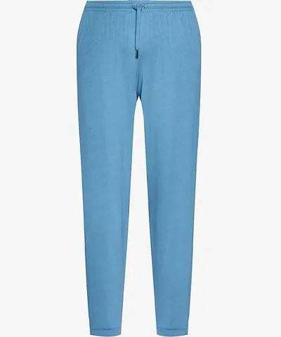 Derek Rose Mens Blue Basel tapered-leg relaxed-fit stretch-jersey pyjama trousers