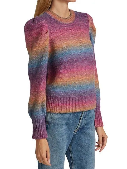 Design History Rainbow Puffed Sleeve Sweater