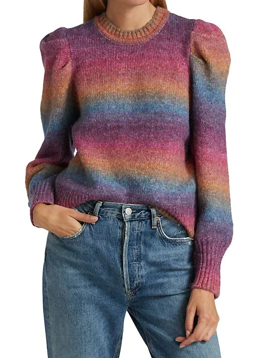 Design History Rainbow Puffed Sleeve Sweater